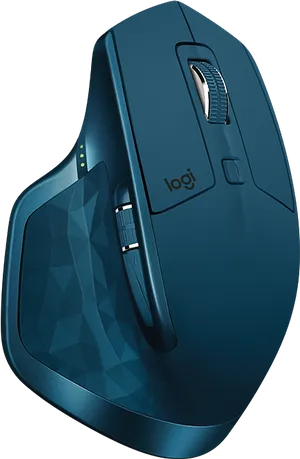 Teal Ergonomic Wireless Mouse PNG Image