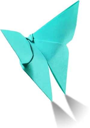 Teal Origami Butterfly PNG Image