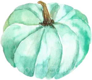 Teal Pumpkin Watercolor Artwork PNG Image