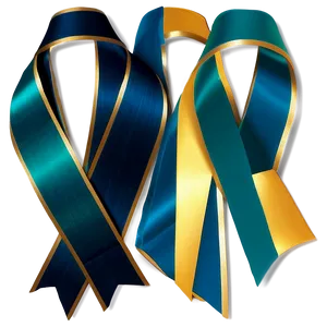 Teal Ribbon With Gold Trim Png Odu1 PNG Image