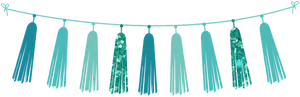 Teal Tassel Garland Decoration PNG Image