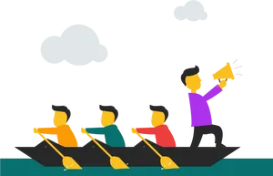 Team Leadership Rowboat Coordination PNG Image