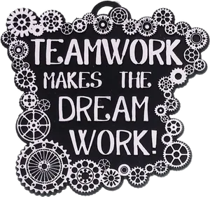 Teamwork Gears Inspirational Sign PNG Image