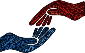 Teamwork Hands Word Cloud PNG Image