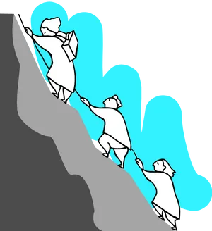 Teamwork Mountain Climb Illustration.png PNG Image