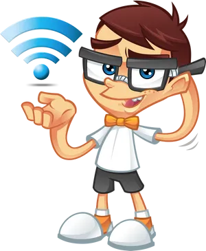 Tech Savvy Cartoon Character PNG Image