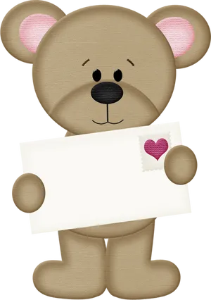 Teddy Bear Holding Love Note PNG Image