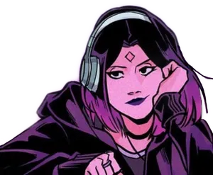 Teen Girl Headphones Comic Style PNG Image