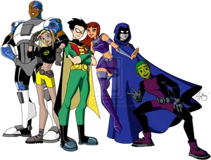 Teen_ Titans_ Animated_ Group_ Pose PNG
