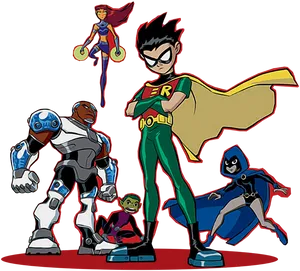 Teen Titans Animated Team Pose PNG Image