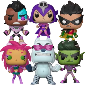 Teen Titans Go Funko Pop Collection PNG Image