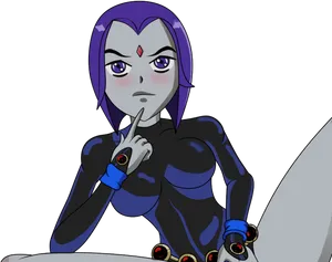 Teen Titans Go Raven Thinking Pose PNG Image