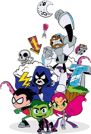 Teen Titans Go Team Pose PNG Image