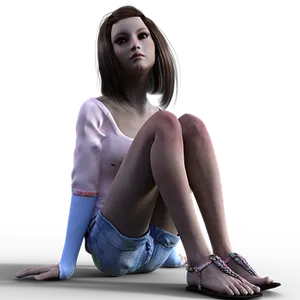 Teenage Girl3 D Character Sitting PNG Image