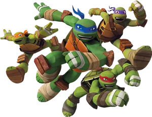 Teenage Mutant Ninja Turtles Action Pose PNG Image