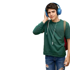 Teenager With Headphones Png 06122024 PNG Image