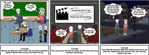 Teenagers Cinema Experience Comic Strip PNG Image