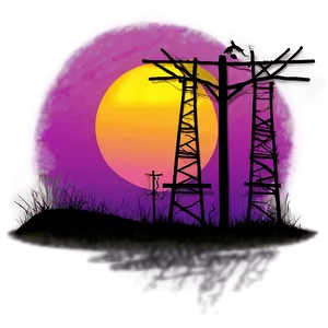 Telephone Pole Sunset Background Png 2 PNG Image