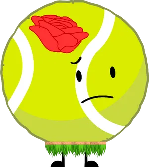 Tennis Ball Character With Rose PNG Image