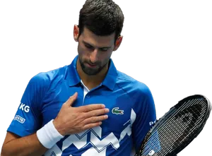 Tennis Player Blue Shirt Gesture PNG Image