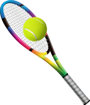 Tennis Racketand Ball Illustration PNG Image