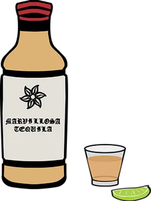 Tequila Bottleand Shot Glass PNG Image