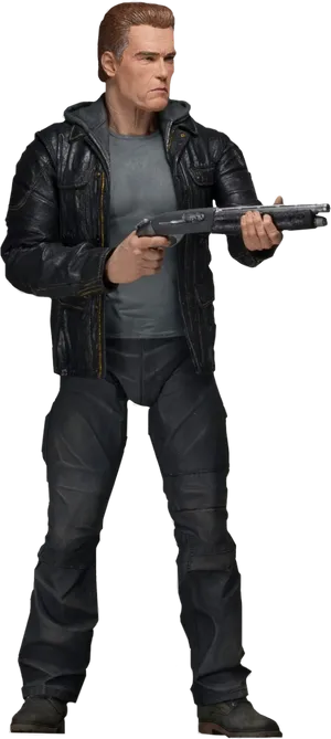 Terminator Action Figure With Gun PNG Image