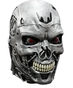 Terminator Skull Red Eyes PNG Image