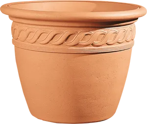 Terracotta Flower Pot Decorative Design PNG Image