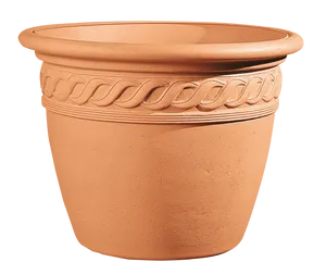 Terracotta Flower Pot Decorative Design PNG Image