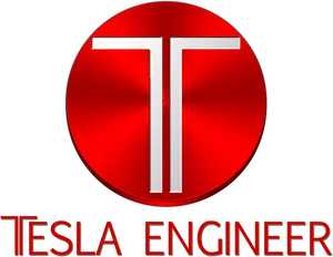 Tesla Engineer Logo Red Background PNG Image