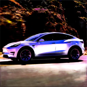 Tesla Model Y On Highway Png Wcq PNG Image