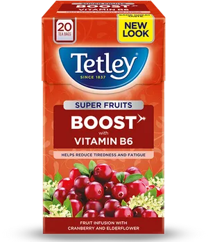 Tetley Boost Cranberry Elderflower Tea PNG