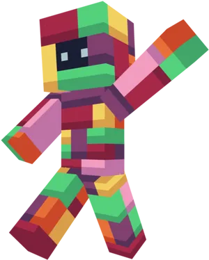 Tetris Styled Minecraft Character PNG Image