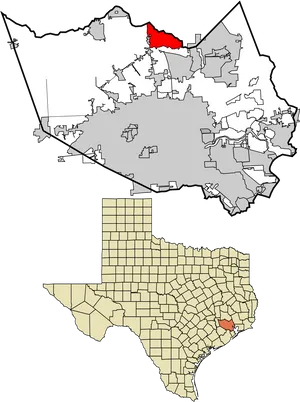 Texas Counties Highlighted Region Map PNG Image