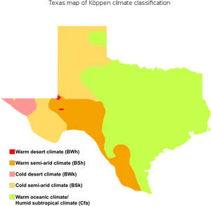 Texas Koppen Climate Classification Map PNG Image