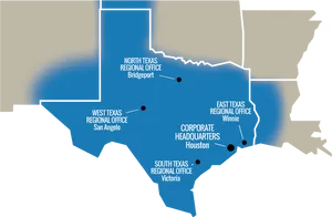 Texas Regional Offices Map PNG Image