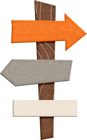 Textured Paper Arrows Direction Signs PNG Image