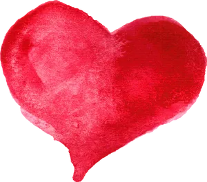 Textured Red Heart Watercolor PNG Image