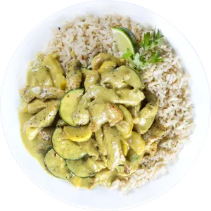 Thai Green Curry Chickenwith Rice PNG Image