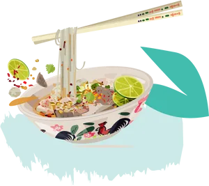 Thai Noodle Soup Illustration PNG Image