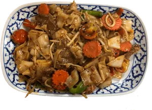 Thai Stir Fried Noodles Dish PNG Image