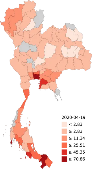 Thailand C O V I D19 Heatmap20200419 PNG Image