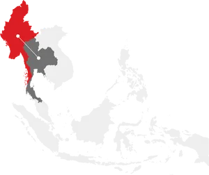 Thailand Map Highlighted Northern Region PNG Image