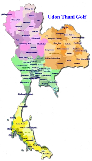 Thailand Map Udon Thani Golf Highlighted PNG Image