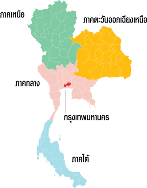 Thailand Regions Map Color Coded PNG Image