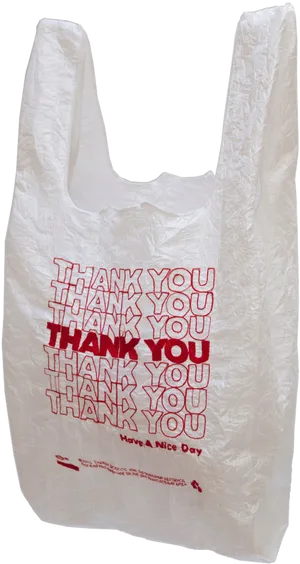 Thank You Plastic Bag Red Text PNG Image