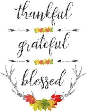 Thankful Grateful Blessed Autumn Leaves PNG Image