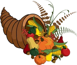 Thanksgiving Cornucopia Illustration PNG Image