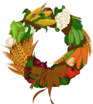 Thanksgiving Harvest Wreath Illustration PNG Image